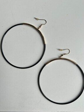 Black and gold hoop earrings